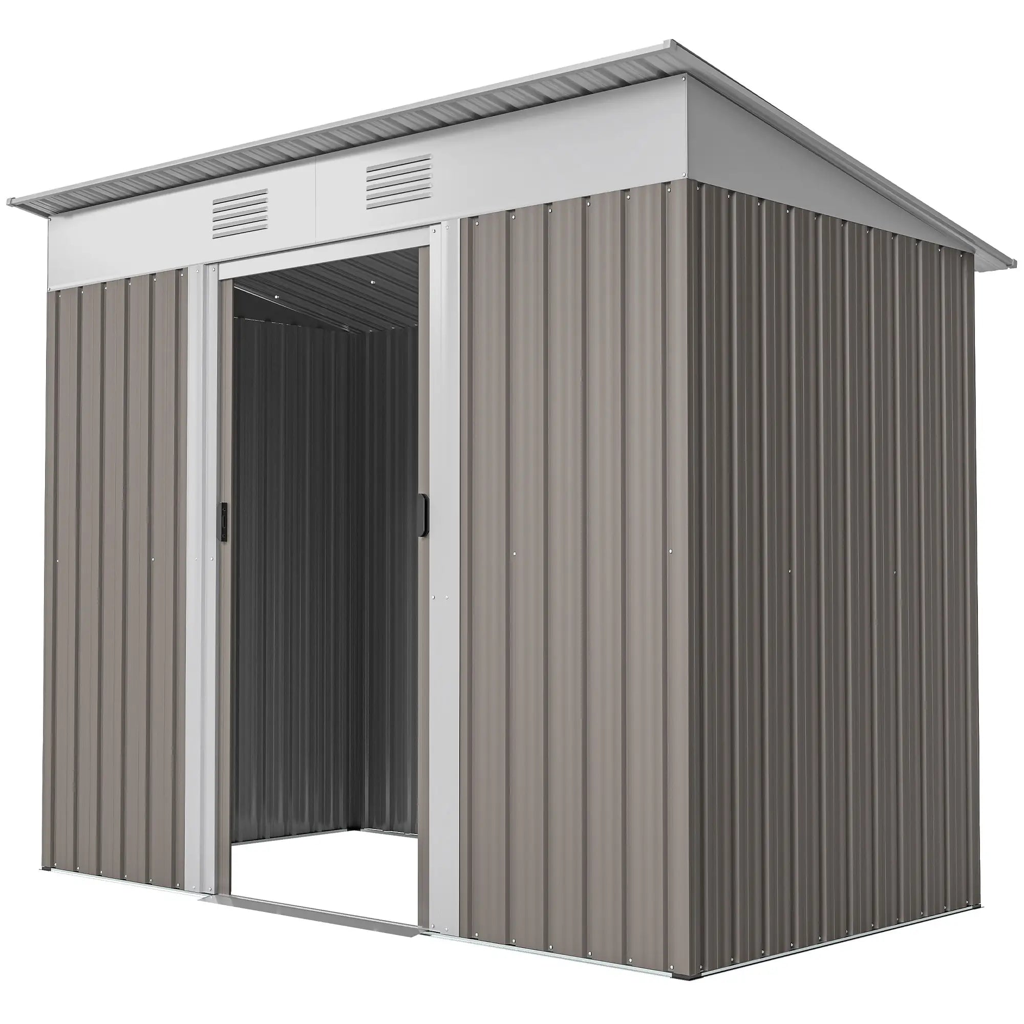 7' x 3.6' Outdoor Storage Shed, Metal Garden Tool Organizer, Light Grey Sheds Light Grey at Gallery Canada