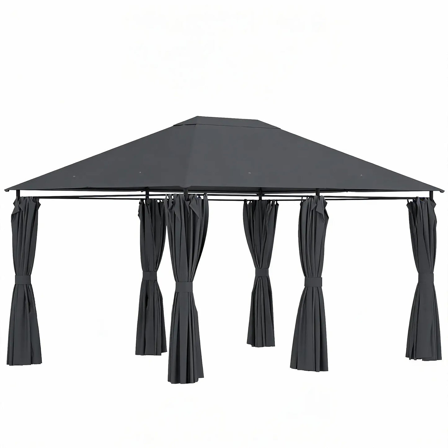 13'x10' Steel Patio Gazebo Canopy, 6 Removable Curtains, Dark Grey Gazebos at Gallery Canada