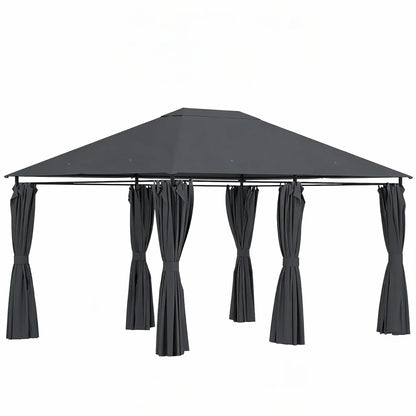 13'x10' Steel Patio Gazebo Canopy, 6 Removable Curtains, Dark Grey Gazebos at Gallery Canada