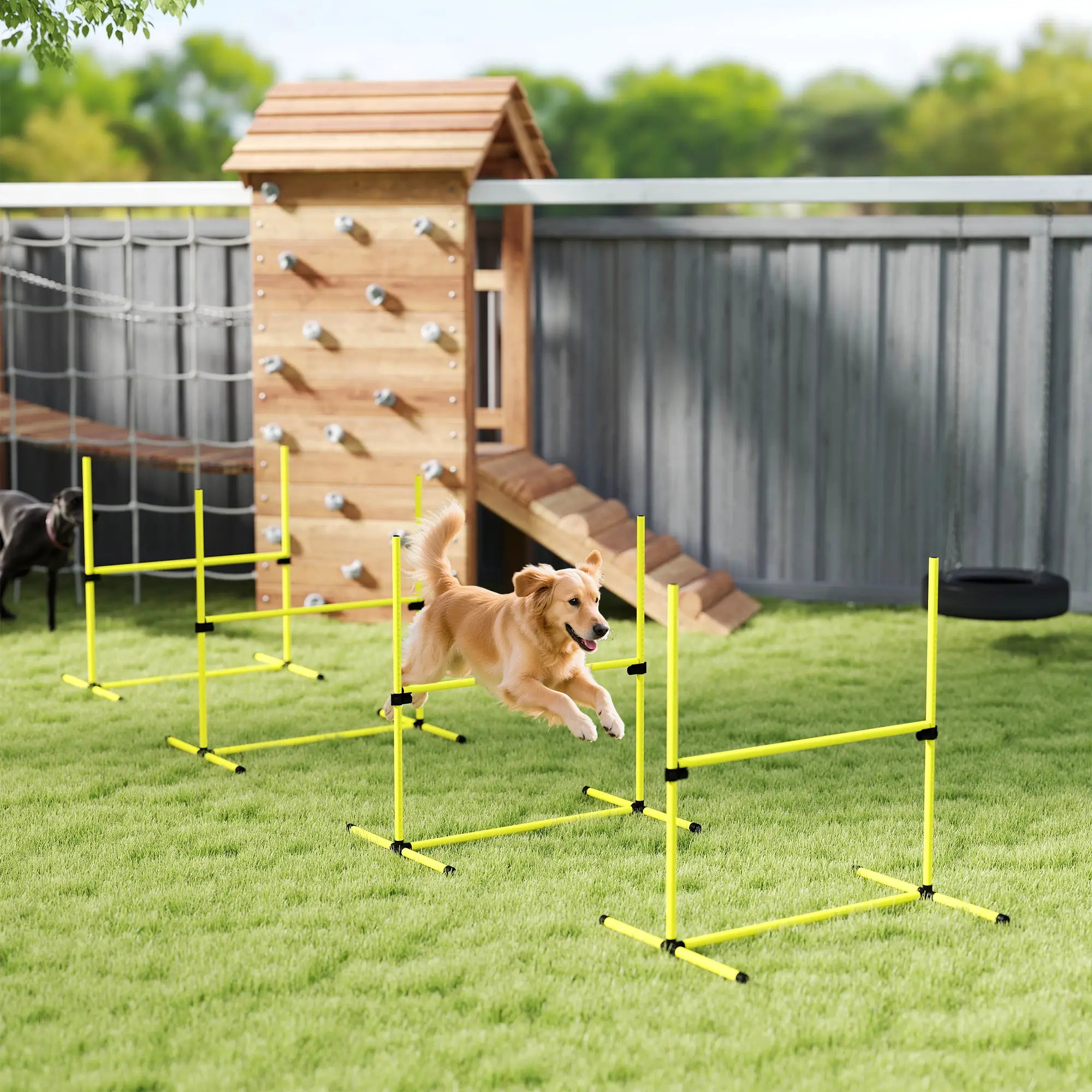 Set of 4 Dog Agility Training Jump Bars, Adjustable, Yellow Dog Agility Training Equipment at Gallery Canada