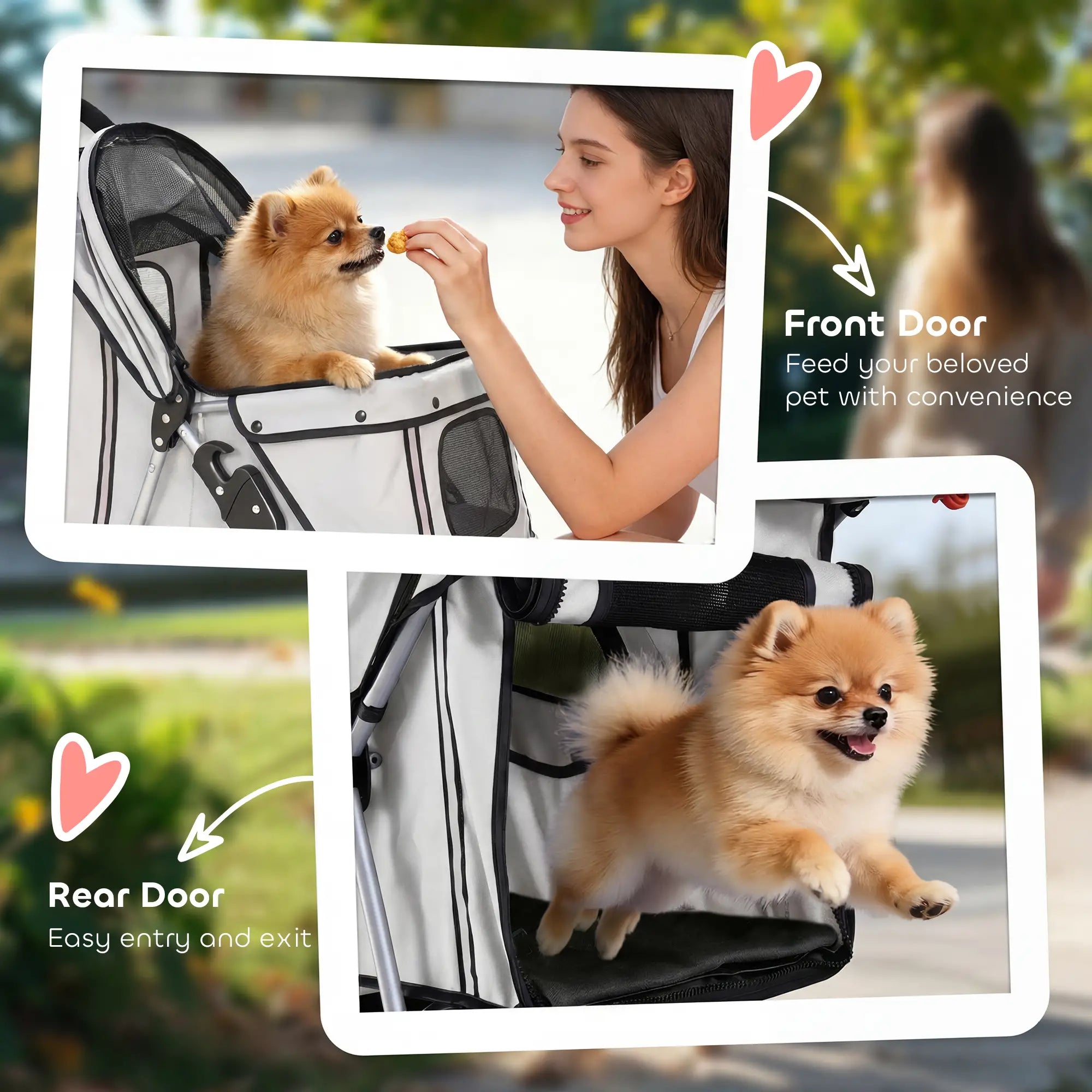 Foldable Dog Stroller, 3 Wheels, Storage Basket, Adjustable Canopy, Grey Dog Bike Trailers & Strollers at Gallery Canada