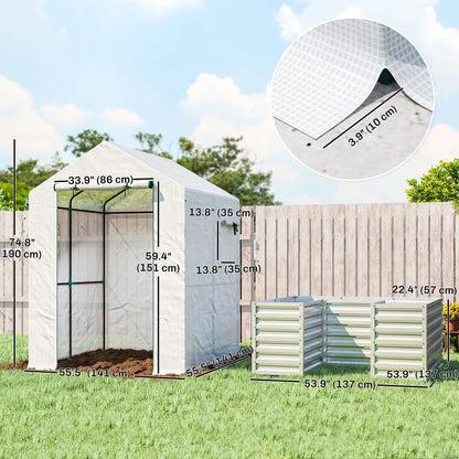 Galvanized Metal Greenhouse, Raised Garden Bed, 56" x 56" x 75", White Portable Greenhouses at Gallery Canada