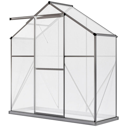 6' X 2.5' Polycarbonate Greenhouse With Sliding Door & Roof Vent, No color found Walk In Greenhouses Grey, Clear at Gallery Canada