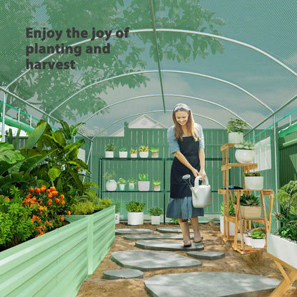 19.5' x 10' x 7.5' Walk-In Greenhouse, 3 Roll-Up Doors, Mesh Windows, Green Tunnel Greenhouses at Gallery Canada