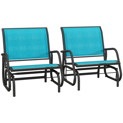Outdoor Patio Glider Set, 2 Chairs, Breathable Mesh Seat, Blue Outdoor Gliders at Gallery Canada