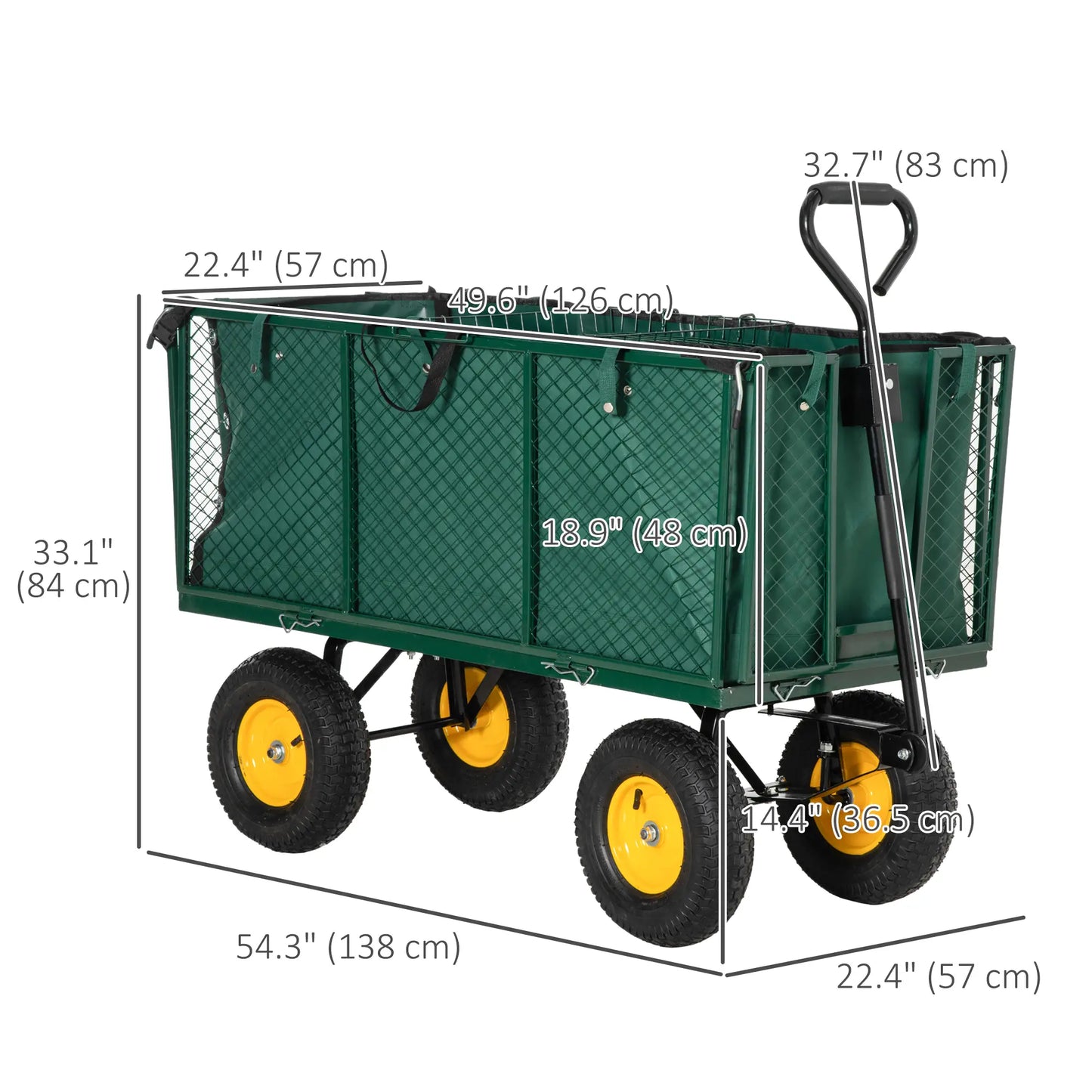 342L Utility Wagon Cart, Removable Mesh Sides, Flatbed for Beach Lawn Yard Folding Garden Carts at Gallery Canada