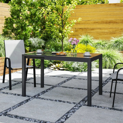 Adjustable Outdoor Dining Table, 33.5"-49.2", Tempered Glass Top, Metal Frame, Dark Grey Patio Dining Tables at Gallery Canada