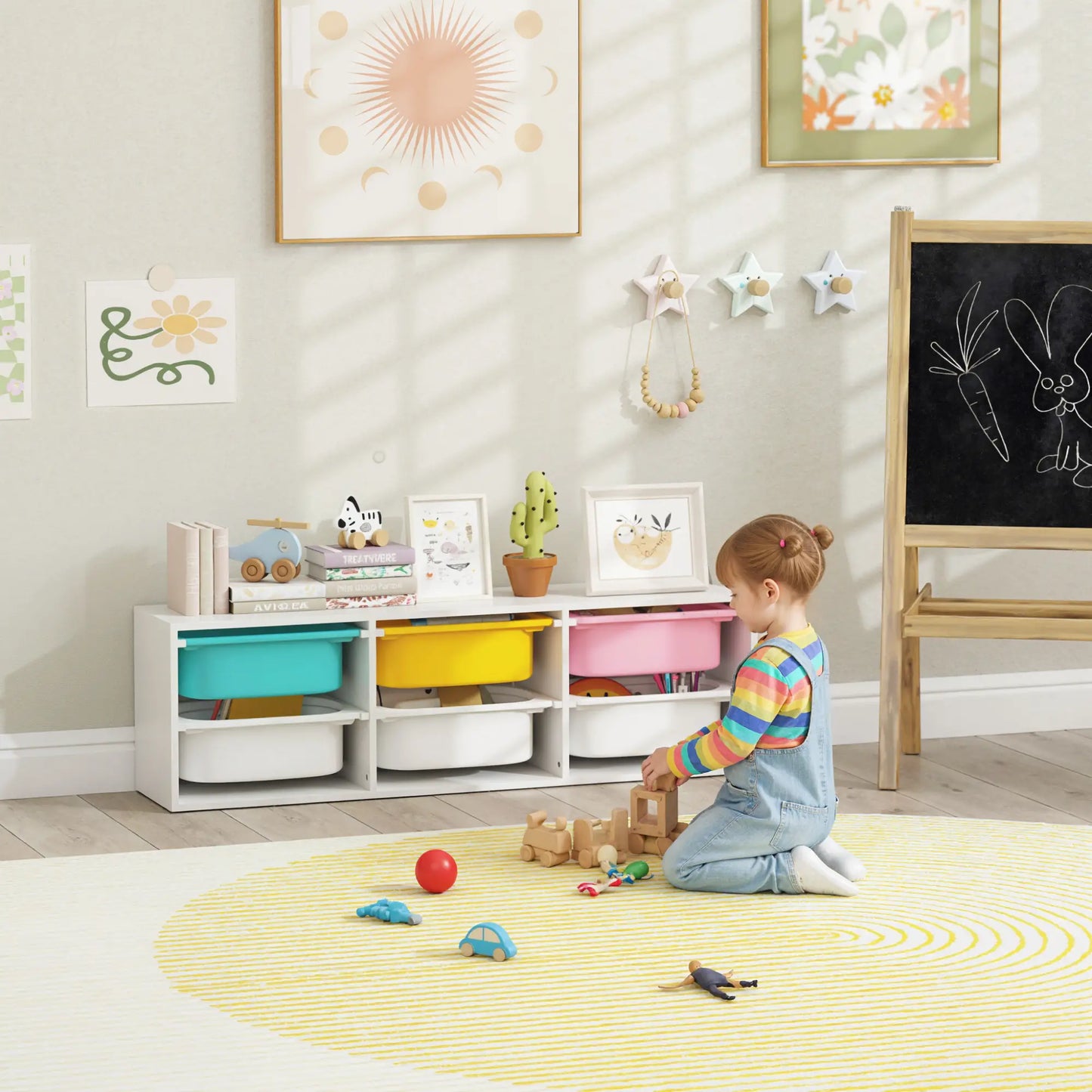 Kids Toy Storage Organizer with 6 Removable Plastic Bins Bookshelves & Bookcases at Gallery Canada