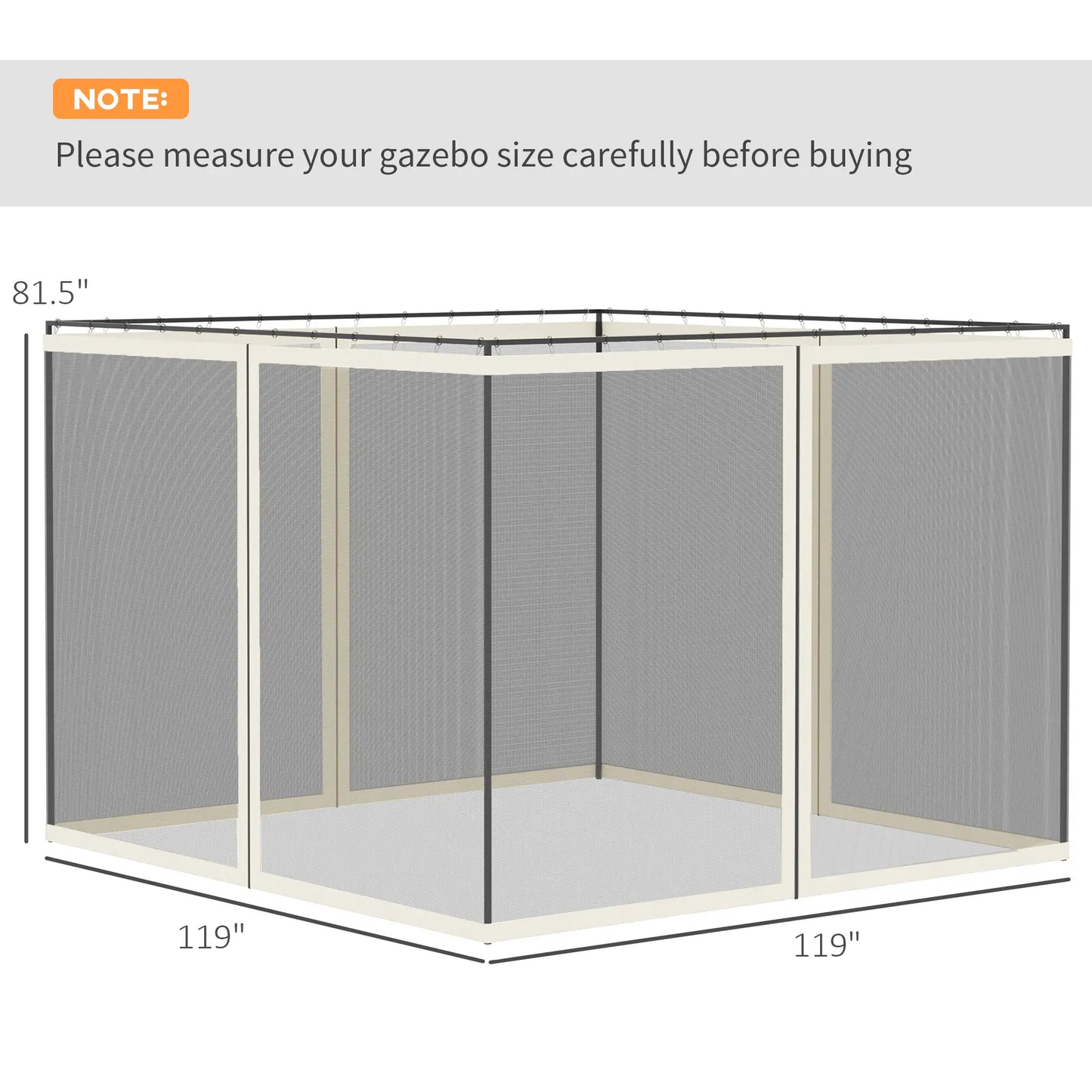 Replacement Mosquito Netting, 10' x 10', Black, White Gazebos at Gallery Canada