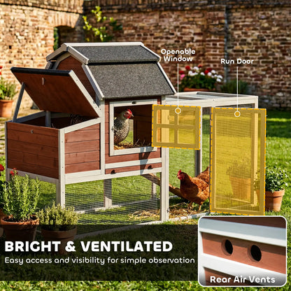 71" Chicken Coop For 3 Chickens, Wooden Hen House With Run, Removable Tray Chicken Coops at Gallery Canada