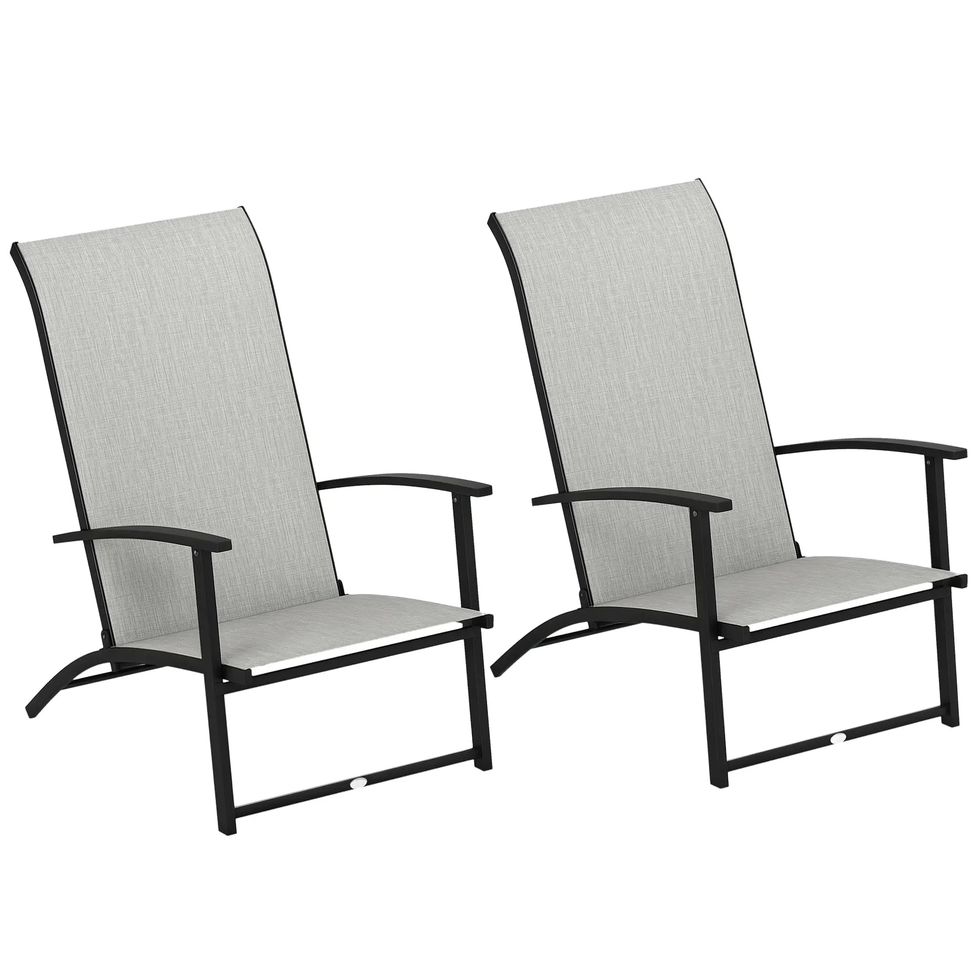 Set of 2 Folding Lawn Chairs, Outdoor with Armrests, High Backrest, Grey Patio Chairs at Gallery Canada