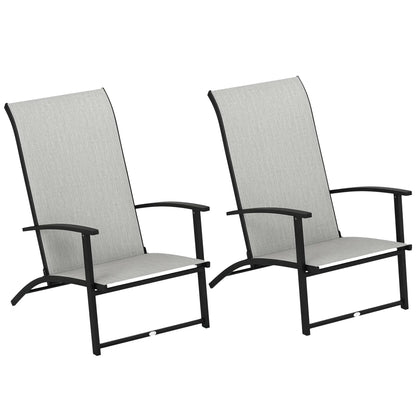 Set of 2 Folding Lawn Chairs, Outdoor with Armrests, High Backrest, Grey Patio Chairs at Gallery Canada