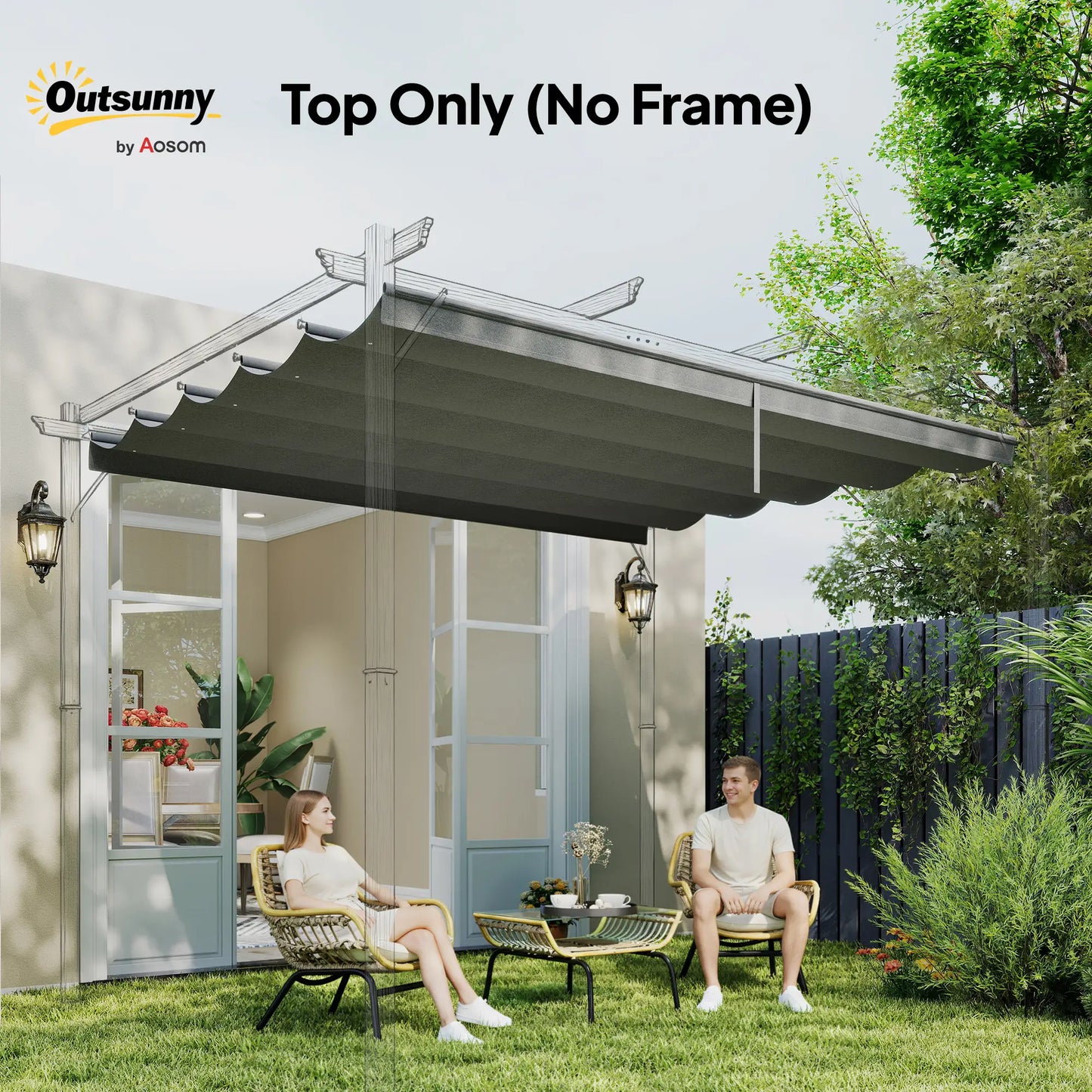 8.2' x 8.4' Retractable Pergola Canopy Replacement, Light Grey Gazebo Canopy Replacement at Gallery Canada