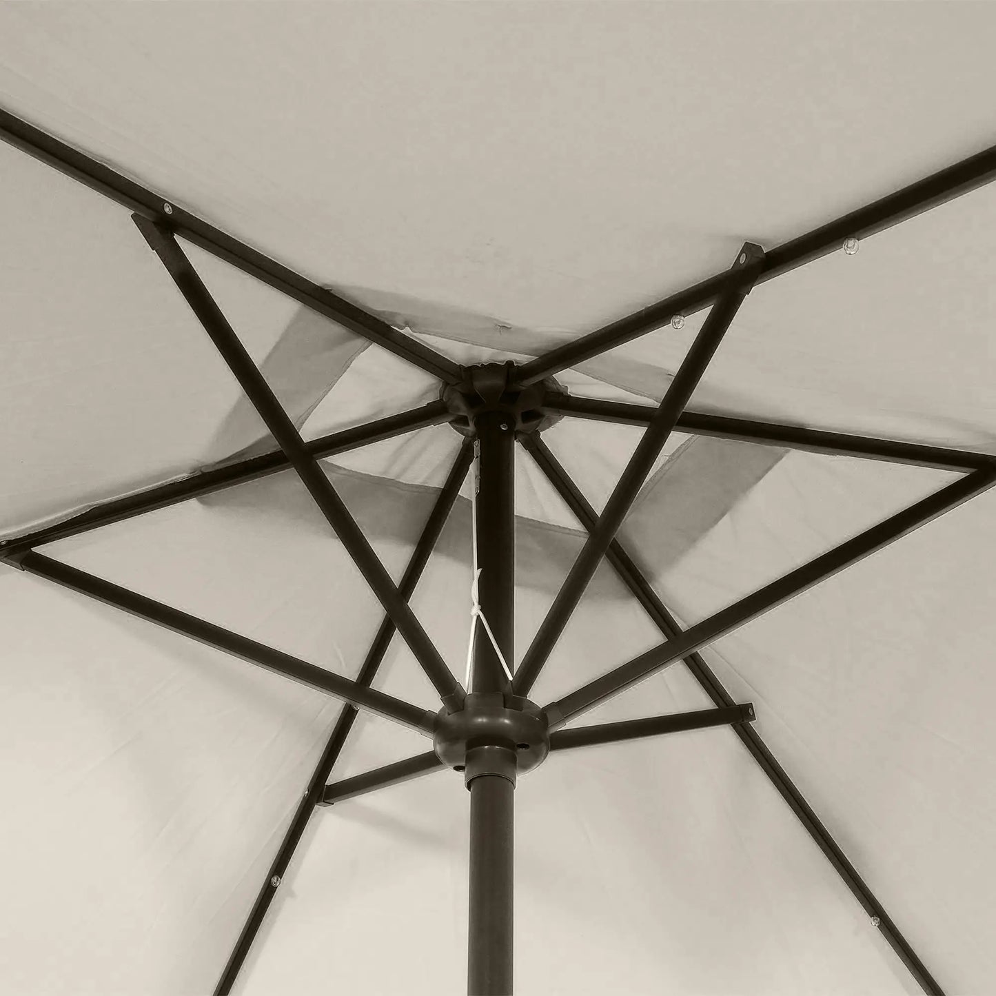 6' x 10' Rectangular Patio Umbrella, 22 LED Solar Lights, Tilt, Crank, Beige Sun Umbrellas at Gallery Canada