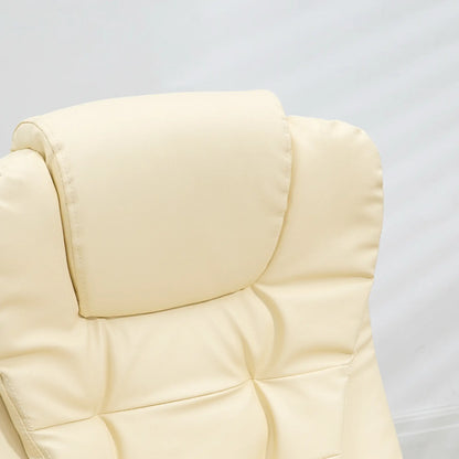 Adjustable Heated Massage Swivel Office Chair, High Back Leather, Beige Massage Chairs at Gallery Canada
