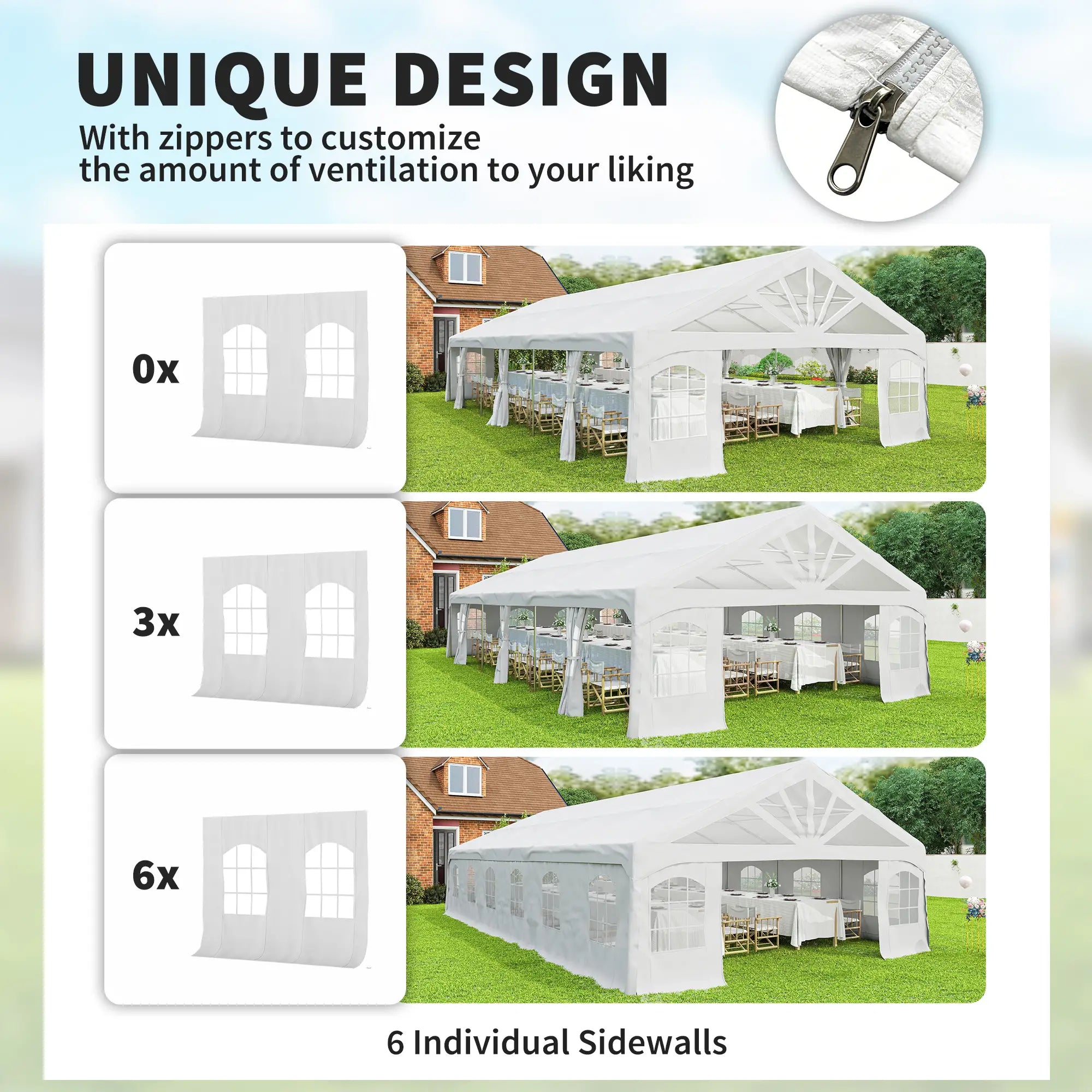 Heavy Duty Party Tent, 20' x 40' Large Sun Shade Canopy, White Canopy Tents at Gallery Canada
