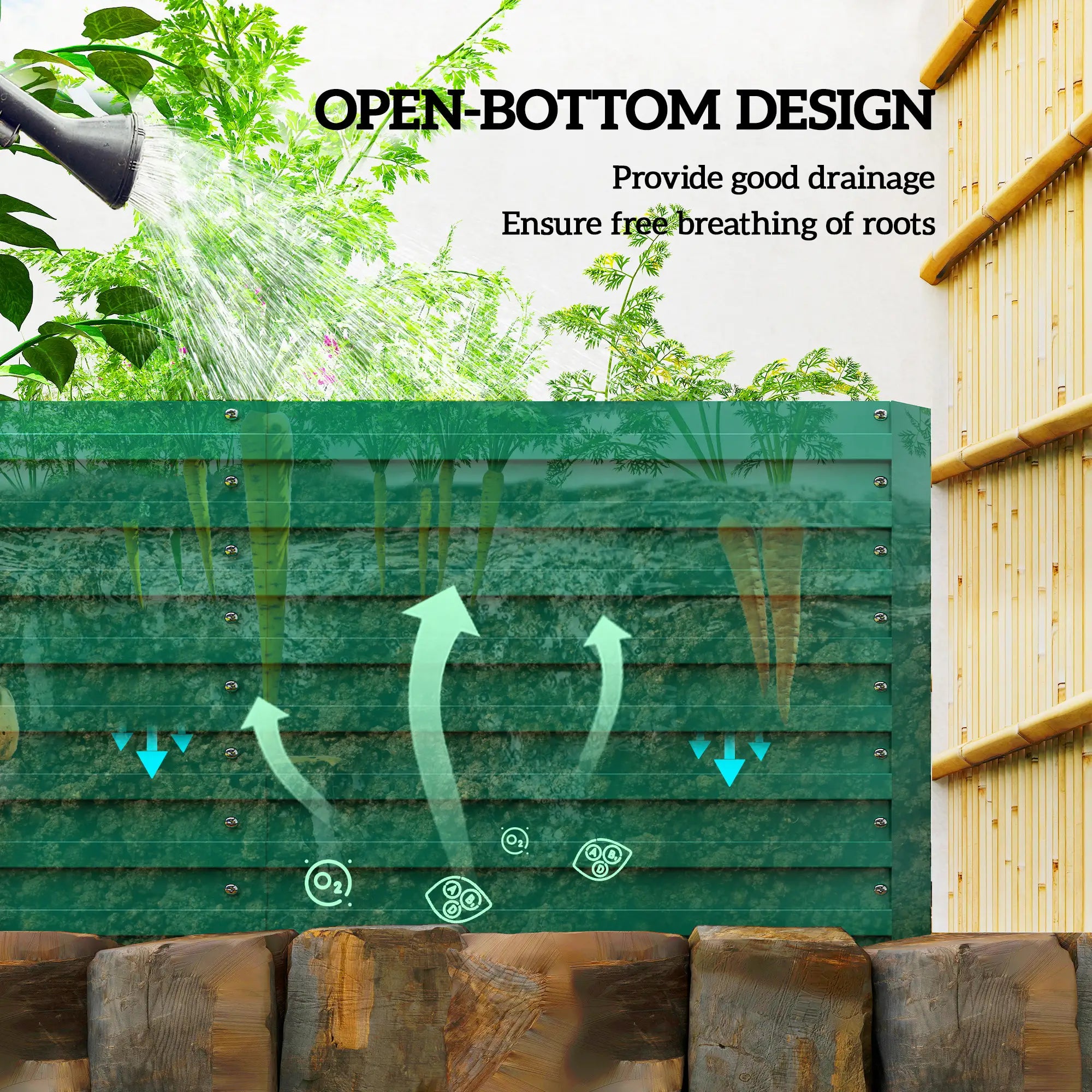 8' x 4' x 2' Raised Garden Bed, Galvanized Planter Box, Green Raised Garden Beds at Gallery Canada