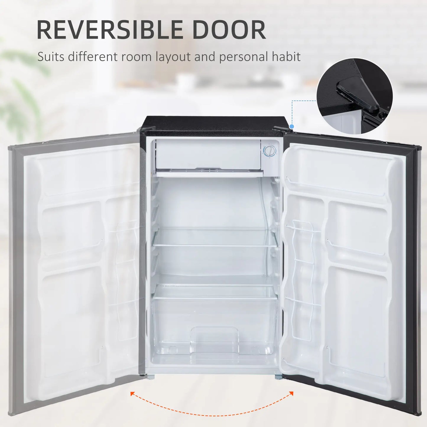 Compact Refrigerator, Mini Fridge with Freezer, Adjustable Shelf, Silver Small Kitchen Appliances at Gallery Canada