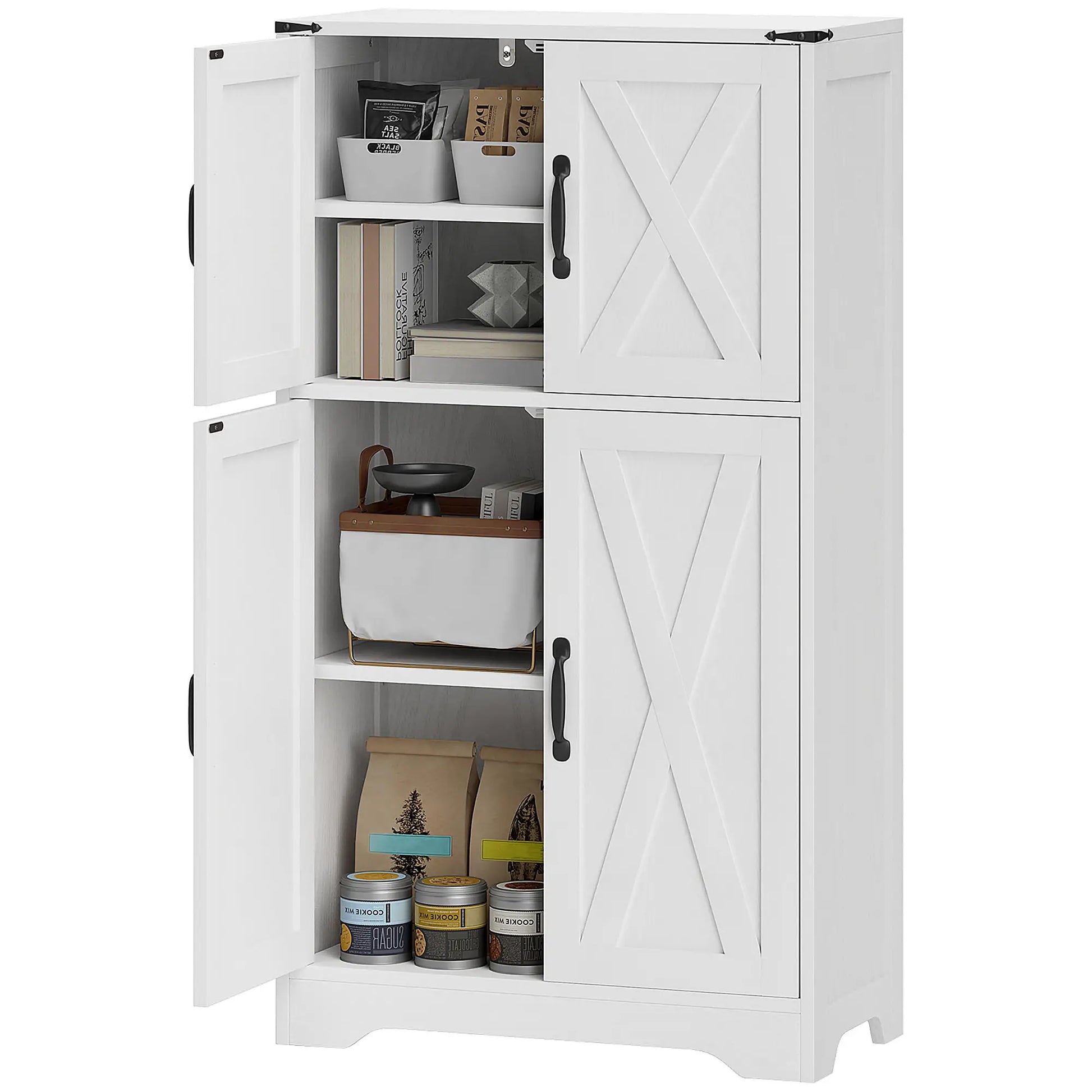 Farmhouse Kitchen Pantry, Freestanding Storage Cabinet, White Kitchen Pantry Cabinets White Wood Grain at Gallery Canada