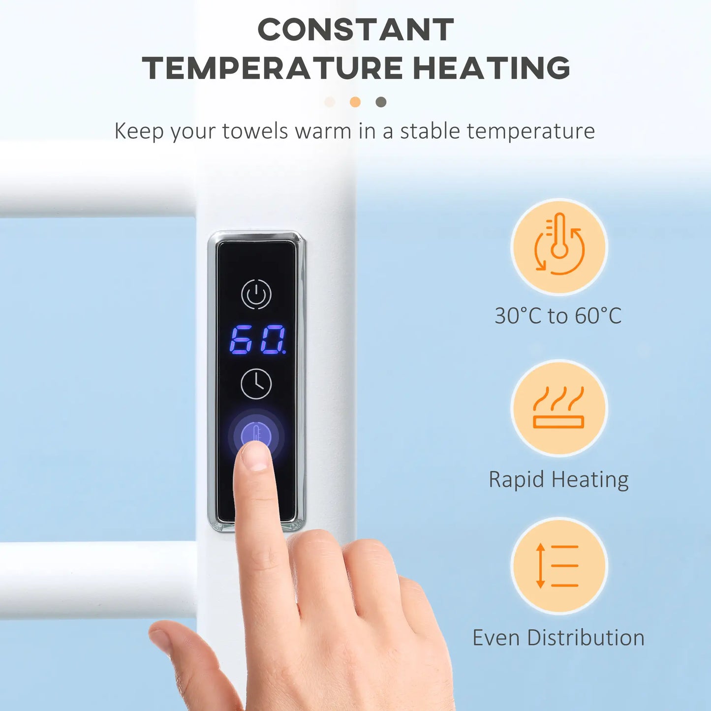 8-Bar Heated Towel Warmer, Wall Mount, Adjustable Temperature, White Bath Accessories at Gallery Canada