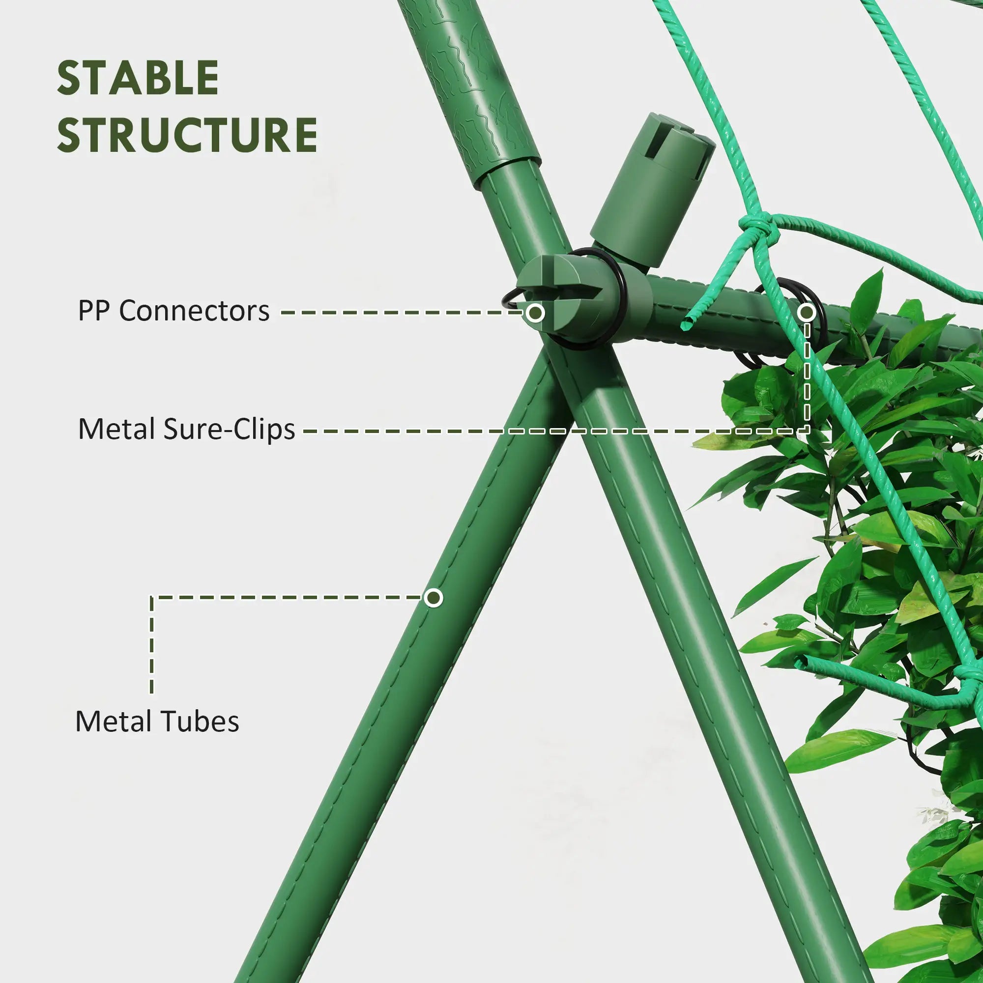 Adjustable A-Frame Garden Trellis, 20 Metal Clips, 4 Net Straps Plant Stands at Gallery Canada