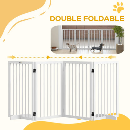 Free Standing Pet Gate, Foldable, 4 Panels, White