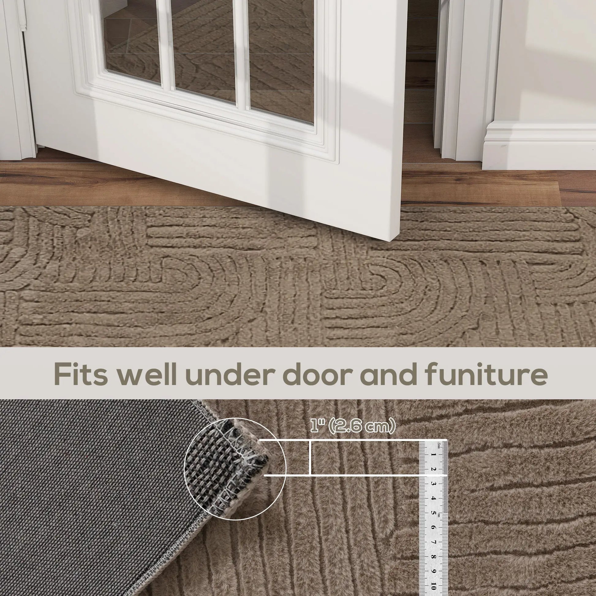 5x7 Faux Fur Rug, Non-Slip Carpet for Living Room, Bedroom, Tan Area Rugs at Gallery Canada