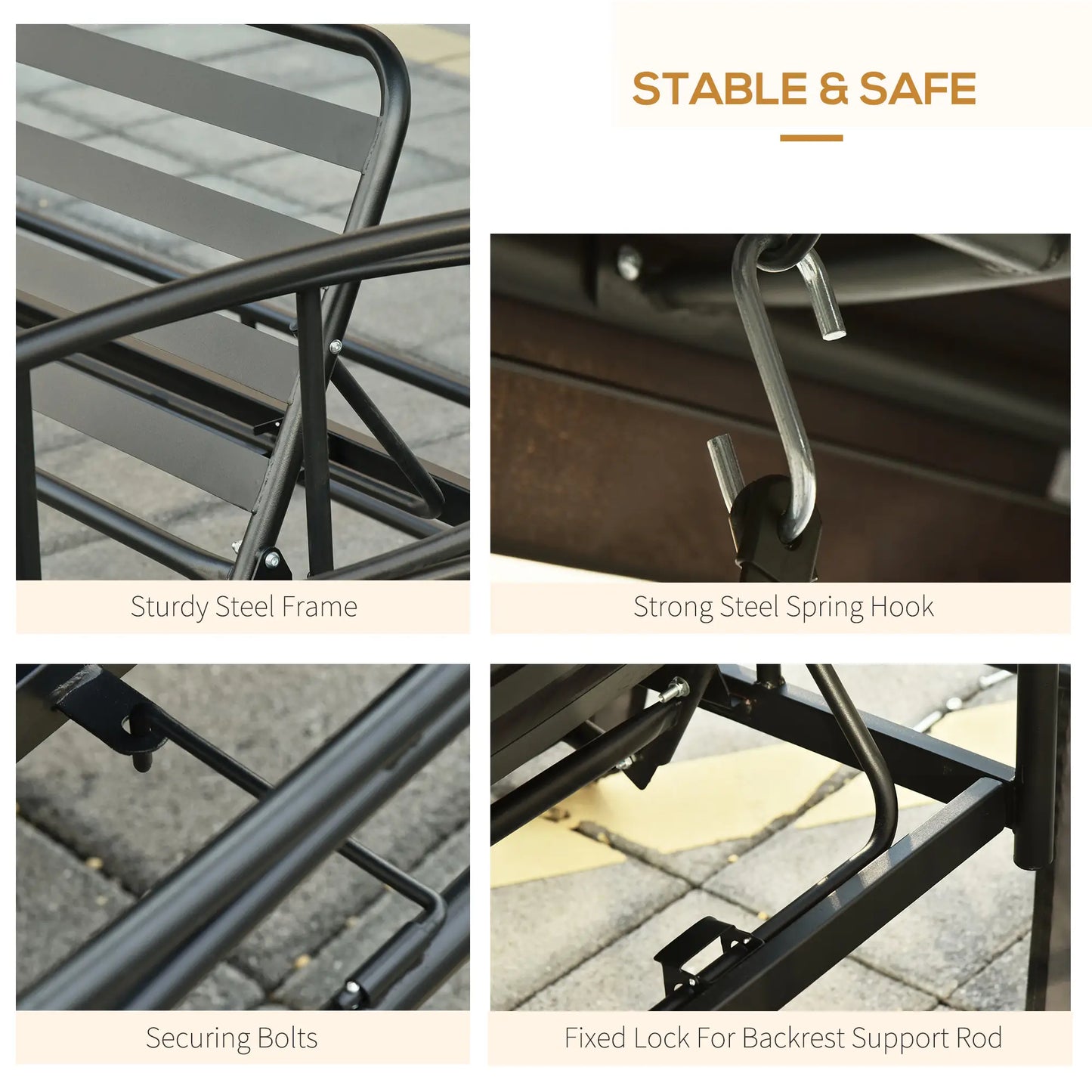 3 Person Outdoor Daybed, Canopy Gazebo Swing Chair, Dark Grey Patio Swings with Stand at Gallery Canada