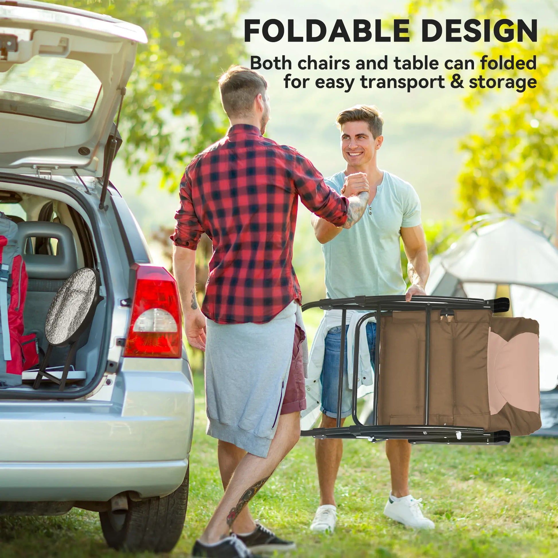 3-Piece Foldable Rocking Chair Set, Light Brown Outdoor Rocking Chairs at Gallery Canada