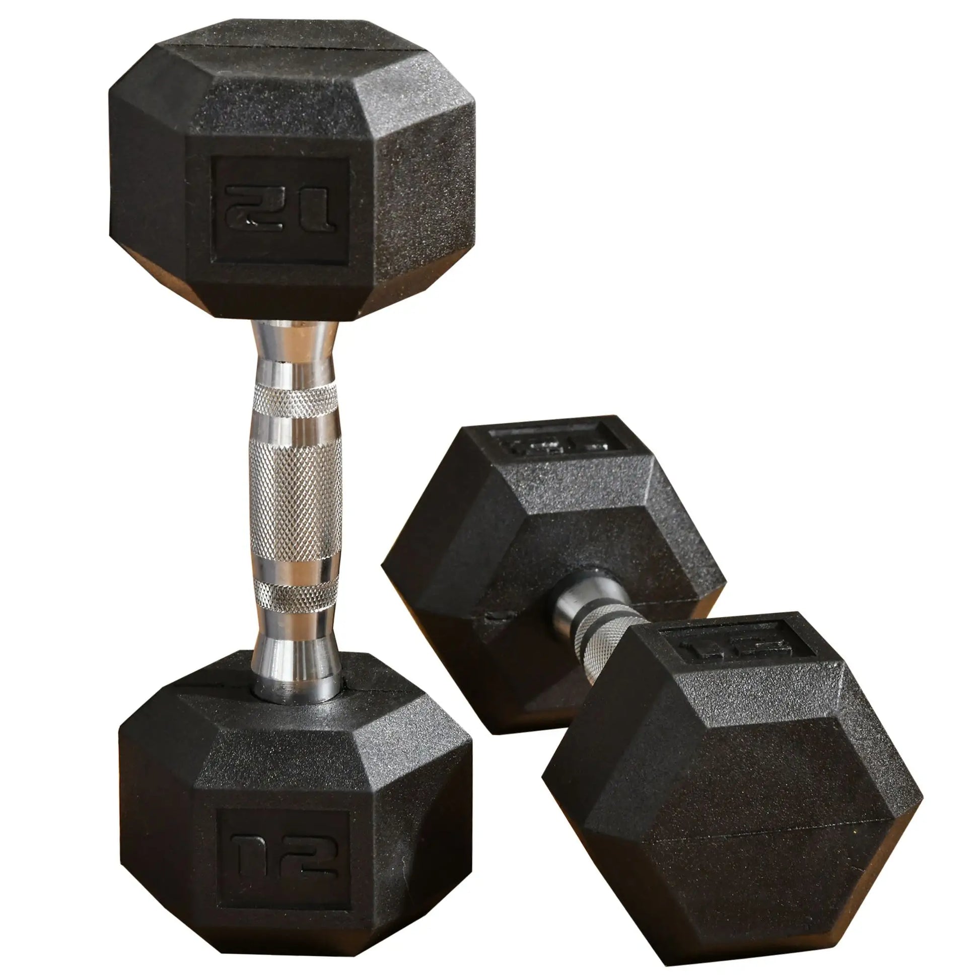 Rubber Dumbbells Weight Set, 24lbs Total, 12lbs Each, Black Dumbbells & Barbells at Gallery Canada