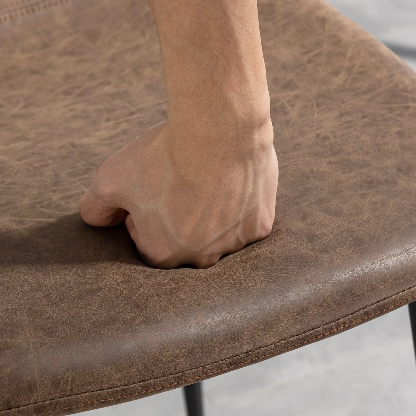 Retro Dining Table Chairs Set of 4, PU Leather Upholstered Bar Stools at Gallery Canada