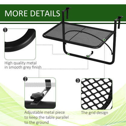 Adjustable Balcony Hanging Table, Metal Wall Desk, Outdoor Flower Stand, Black Balcony Table Hanging at Gallery Canada