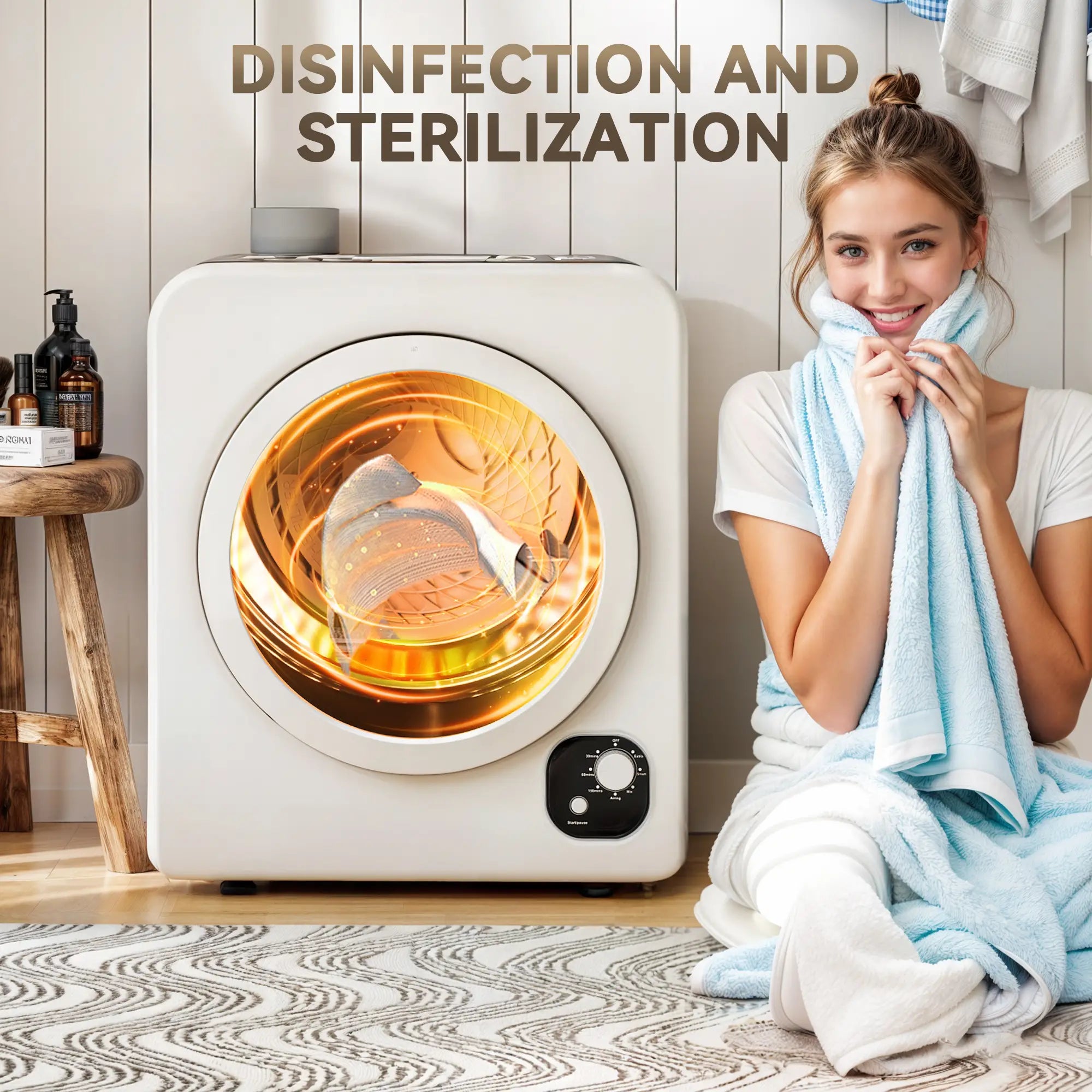 Compact Laundry Dryer, 1300W Portable, Stainless Steel Tub, White Dryer Machines at Gallery Canada