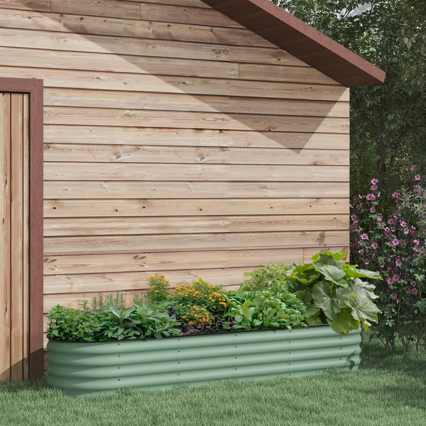 8 x 2 x 1,5 FT Lit de jardin surélevé en acier galvanisé, Vert