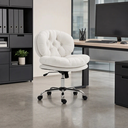 Armless Office Chair, Wide Padded Seat, Adjustable Height, Cream White Task Chairs Cream at Gallery Canada
