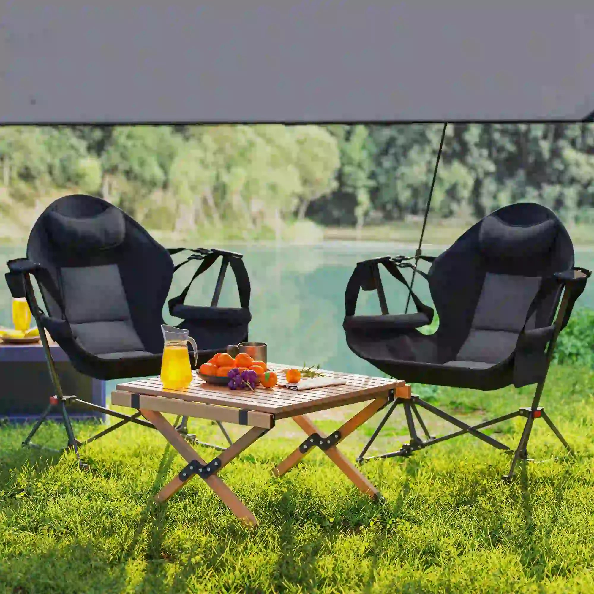 Hammock Camping Chair Set of 2, Adjustable Back, Cup Holder, Padded Seat Picnic Tables & Camping Chairs at Gallery Canada