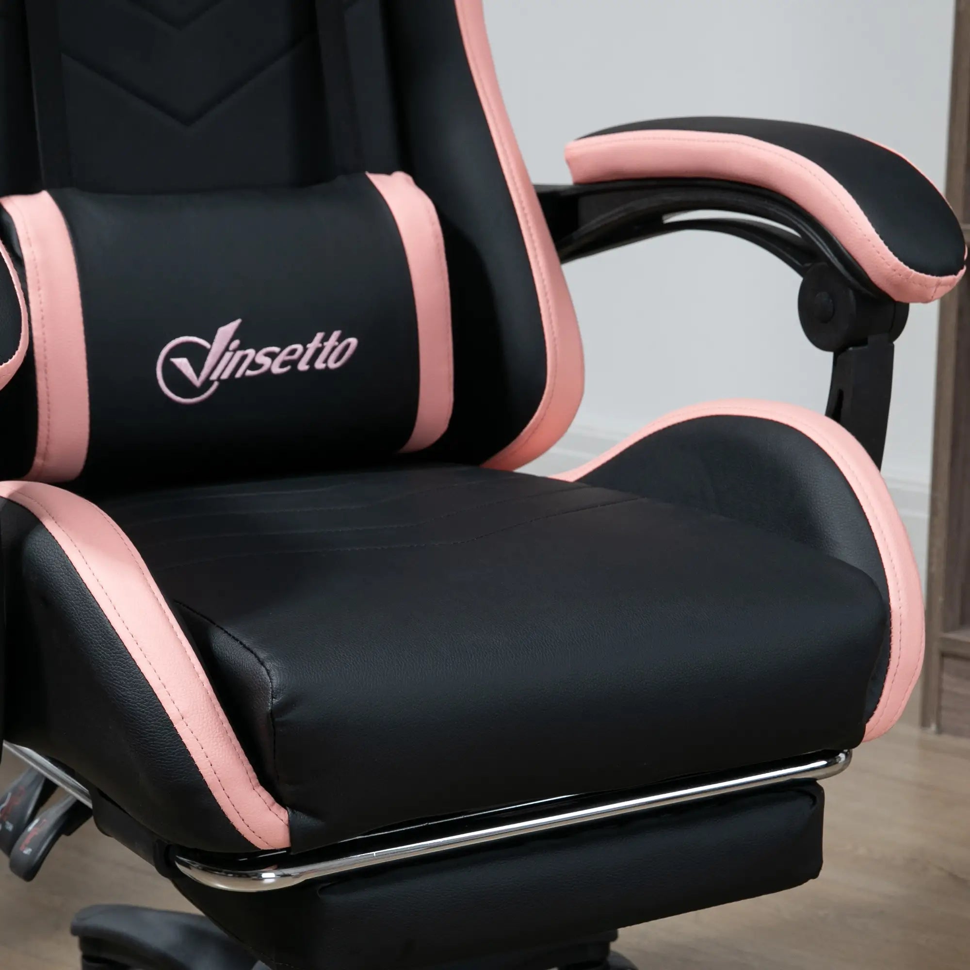 Gaming Chair, PU Leather Office Desk Chair with Footrest, Swivel Wheels, 135° Reclining Back, Black Video Game Chairs at Gallery Canada