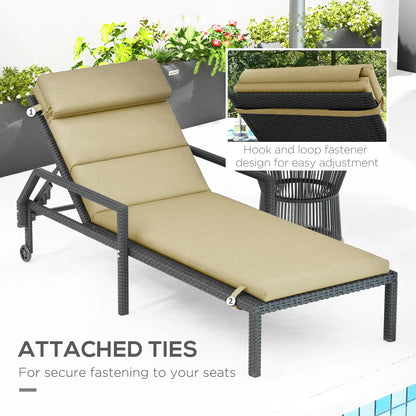 Chaise Lounge Chair Cushion, Sun Lounger Pads with Headrest, Beige Patio Chair Cushions at Gallery Canada