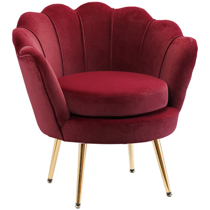 Modern Velvet Accent Chair, Gold Metal Legs, Wine Red Accent Chairs Wine Red, Gold at Gallery Canada