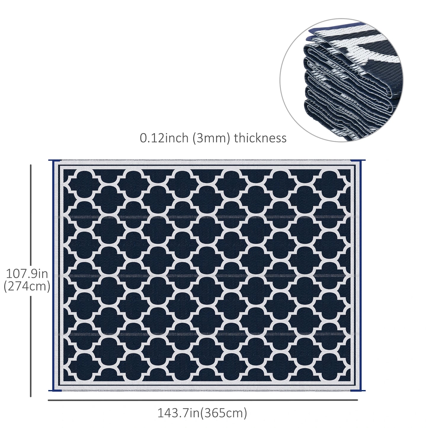 9'x12' Reversible Outdoor RV Rug, Patio Mat, Dark Blue Outdoor Reversible Rugs at Gallery Canada