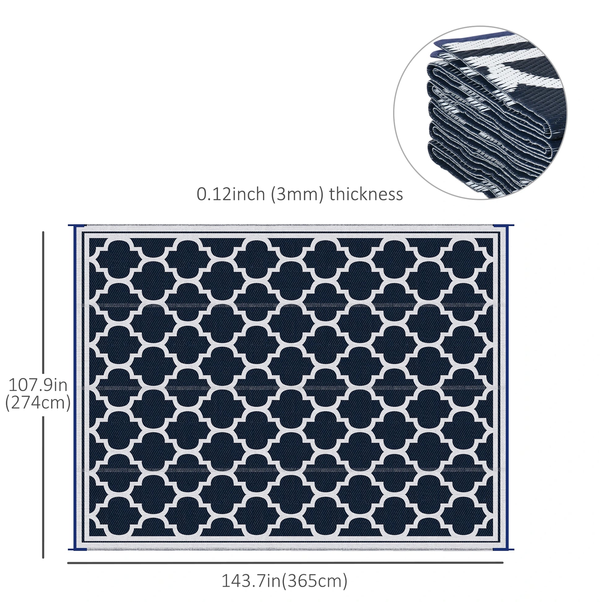 9'x12' Reversible Outdoor RV Rug, Patio Mat, Dark Blue Outdoor Reversible Rugs at Gallery Canada