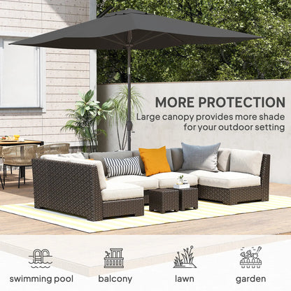 6.5x10ft Rectangle Patio Umbrella, Black Sun Umbrellas at Gallery Canada