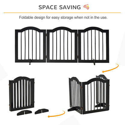 24"H Foldable Dog Gate, 3 Panels, Freestanding Pet Barrier, Black Houses, Kennels & Pens at Gallery Canada