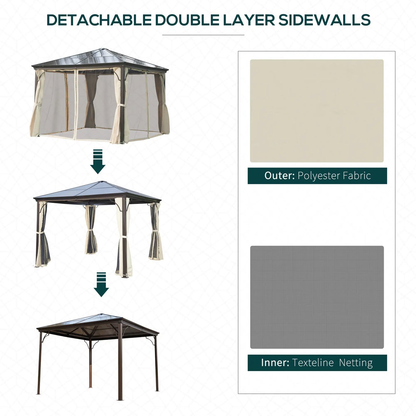 10x10 Ft Hard Top Gazebo, Heavy Duty Canopy, Sun Shade, Coffee, Beige Gazebos at Gallery Canada