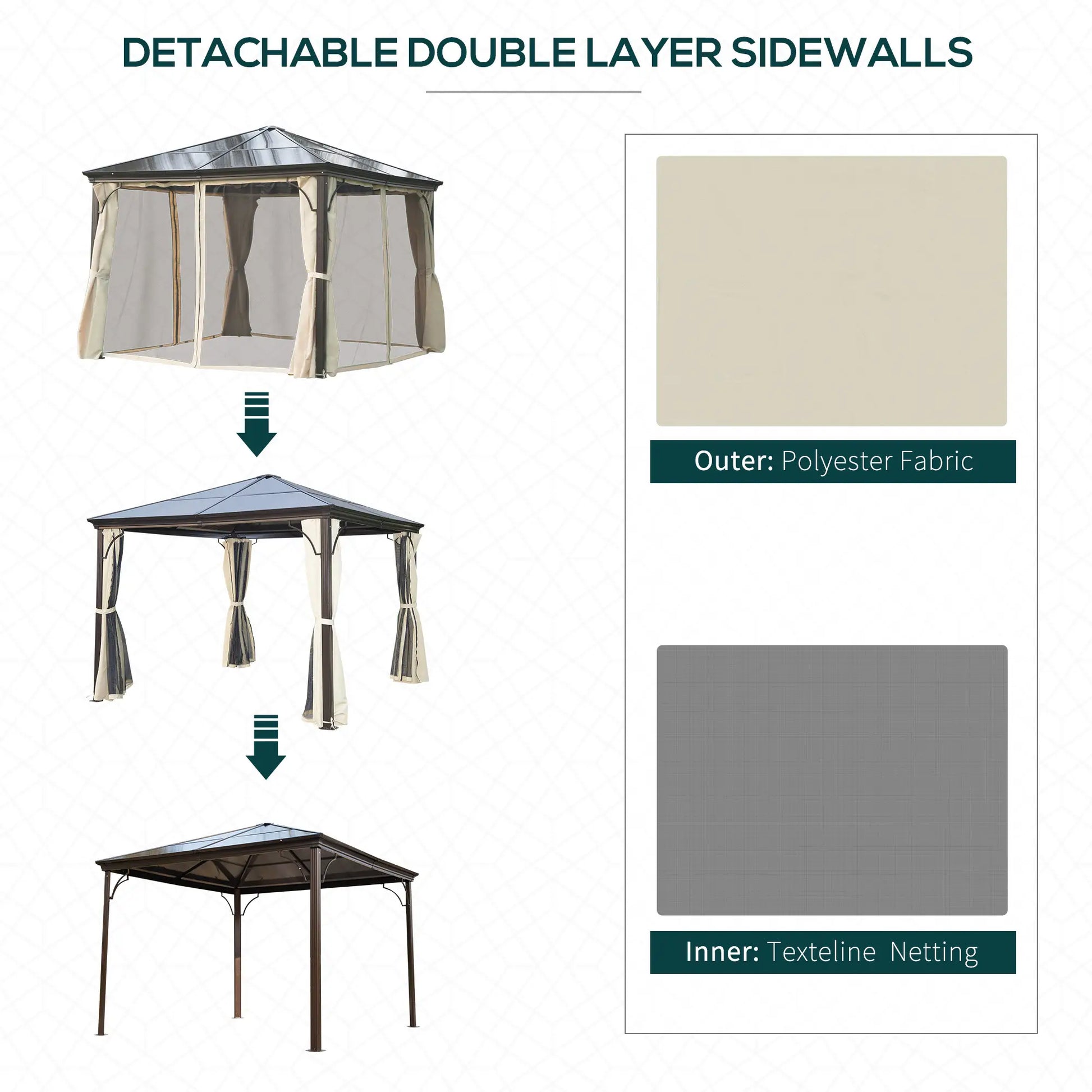 10x10 Ft Hard Top Gazebo, Heavy Duty Canopy, Sun Shade, Coffee, Beige Gazebos at Gallery Canada