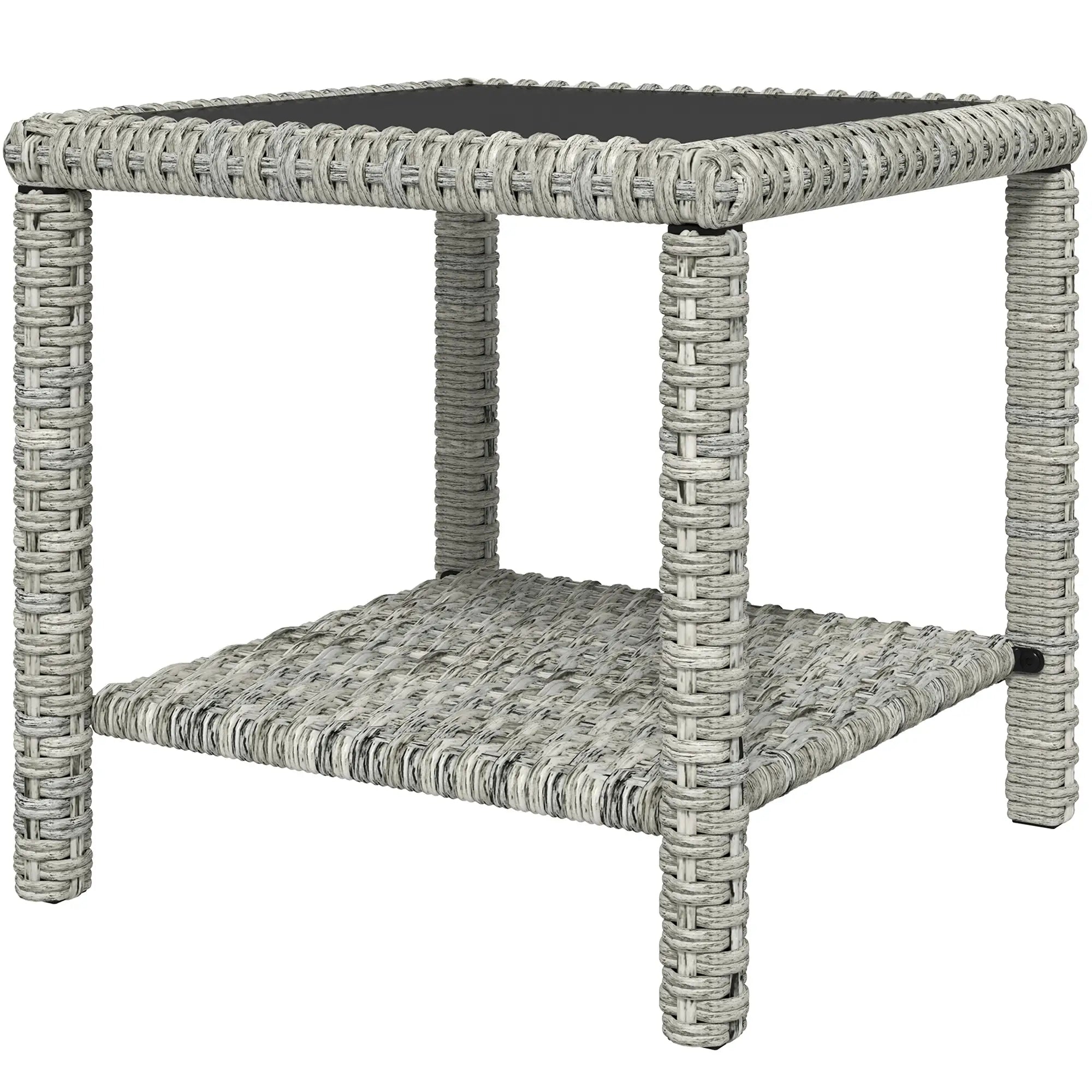 19 Outdoor Wicker Coffee Table, Glass Top, Storage Shelf, Dark Grey Patio Dinning Tables Dark Grey at Gallery Canada