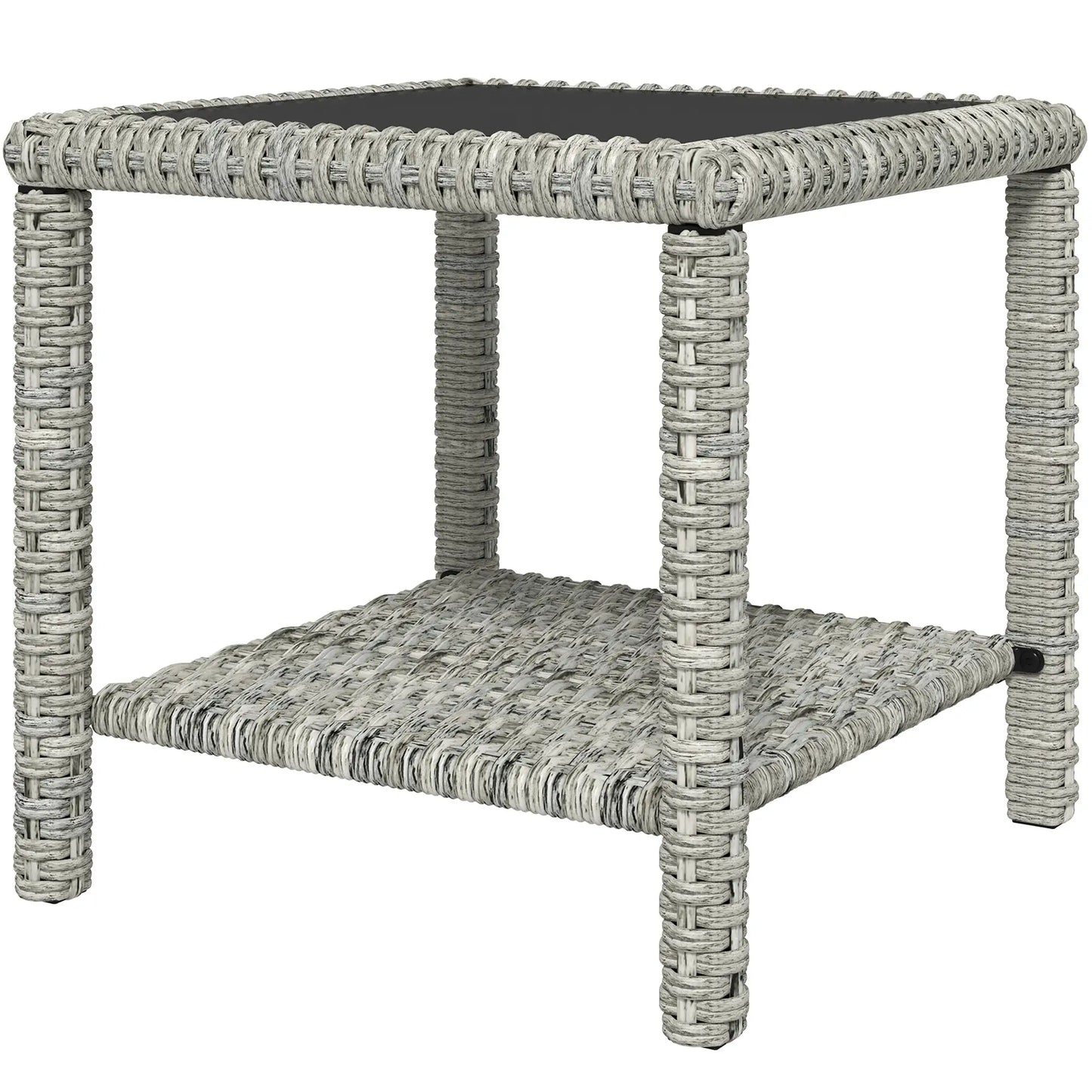19 Outdoor Wicker Coffee Table, Glass Top, Storage Shelf, Dark Grey Patio Dinning Tables Dark Grey at Gallery Canada