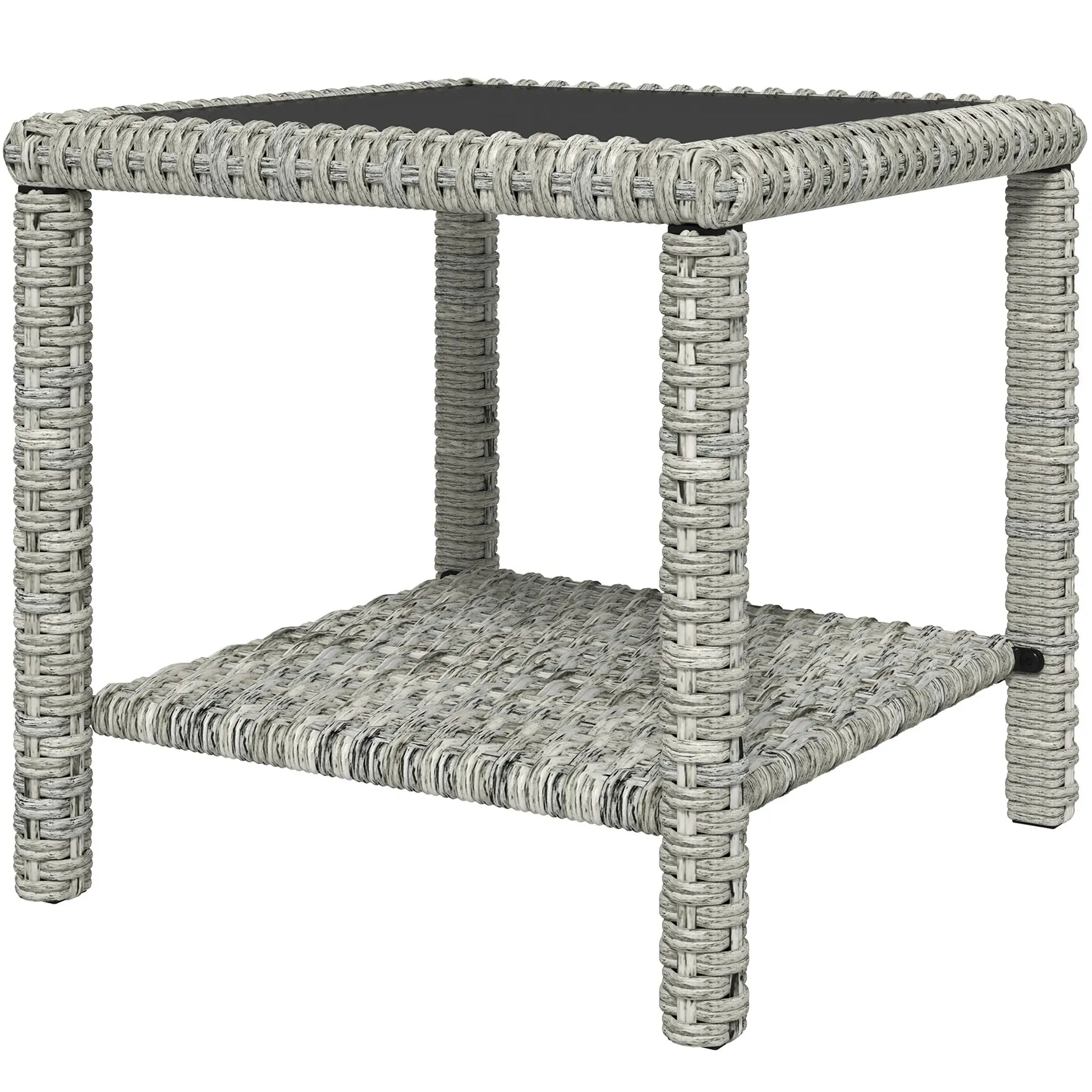 19 Outdoor Wicker Coffee Table, Glass Top, Storage Shelf, Dark Grey Patio Dinning Tables Dark Grey at Gallery Canada