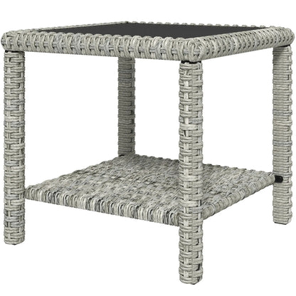 19 Outdoor Wicker Coffee Table, Glass Top, Storage Shelf, Dark Grey Patio Dinning Tables Dark Grey at Gallery Canada