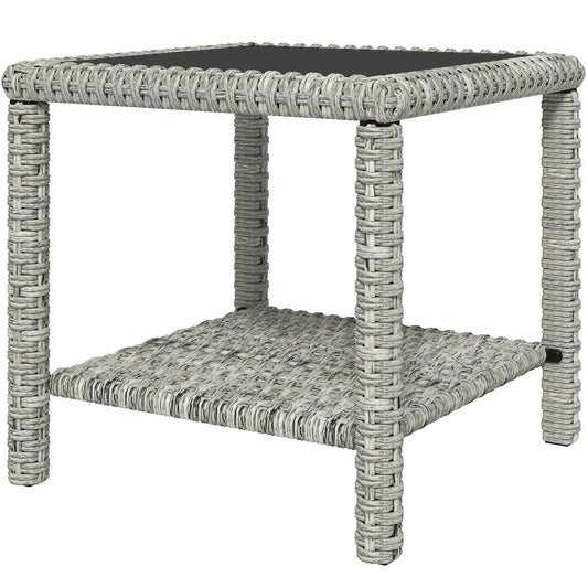 19 Outdoor Wicker Coffee Table, Glass Top, Storage Shelf, Dark Grey Patio Dinning Tables Dark Grey at Gallery Canada